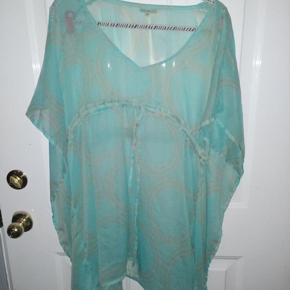 Colorful Swim Cover Up, Fits Most W/ An Adjustable Tie Waist. Resort,Beach Wear.